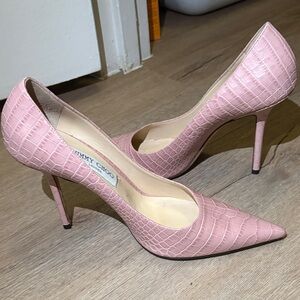 Jimmy Choo Blush Croc-Embossed Heels